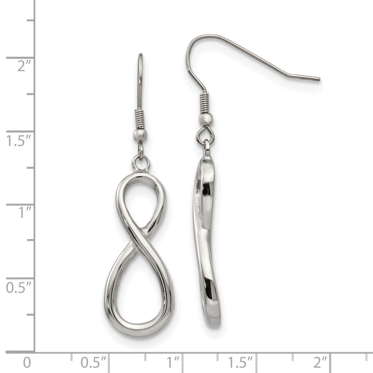 Stainless Steel Dangle Earrings, Infinity Symbol Design, Hypoallergenic Modern Jewelry for Women