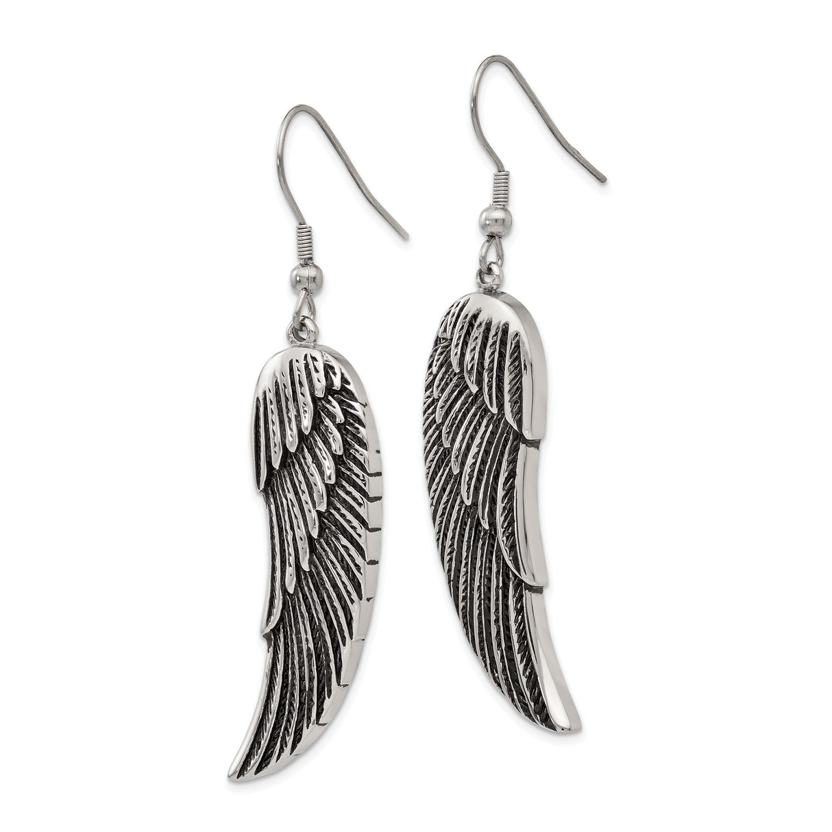 Stainless Steel Dangle Earrings with Angel Wing Feather Design, Christian Inspired Jewelry for Women