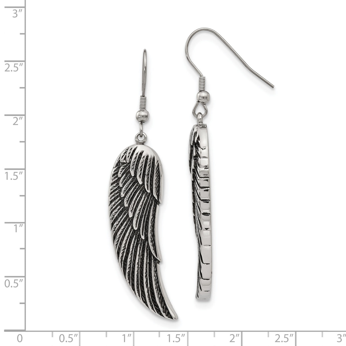 Stainless Steel Dangle Earrings with Angel Wing Feather Design, Christian Inspired Jewelry for Women