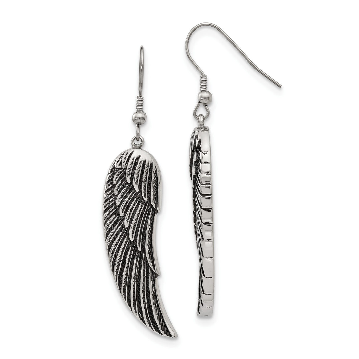 Stainless Steel Dangle Earrings with Angel Wing Feather Design, Christian Inspired Jewelry for Women