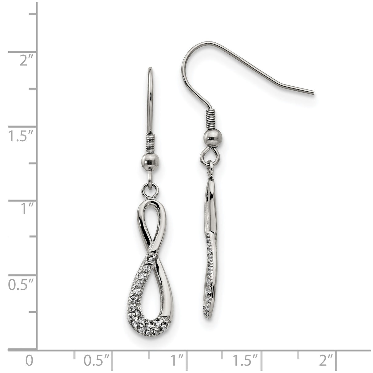 Stainless Steel Infinity Dangle Earrings with Cubic Zirconia Accents for Women