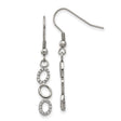 Stainless Steel Dangle Earrings with Cubic Zirconia, Triple Oval Drop Design