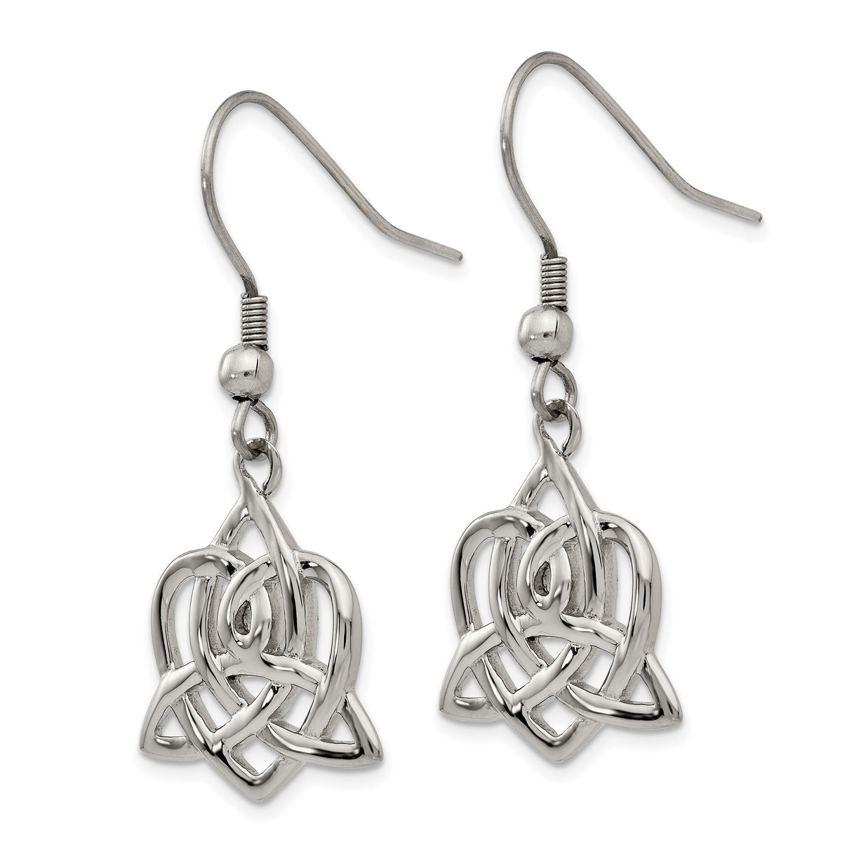 Stainless Steel Dangle Earrings with Celtic Knot Design, Boho Pagan Trinity Symbols for Women