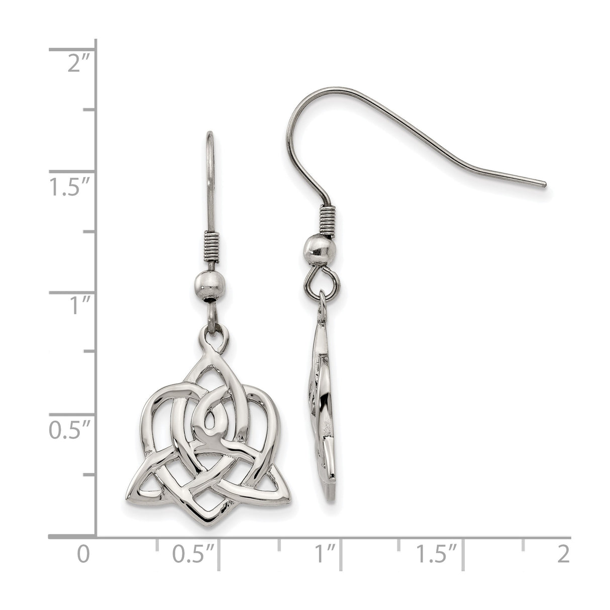 Stainless Steel Dangle Earrings with Celtic Knot Design, Boho Pagan Trinity Symbols for Women