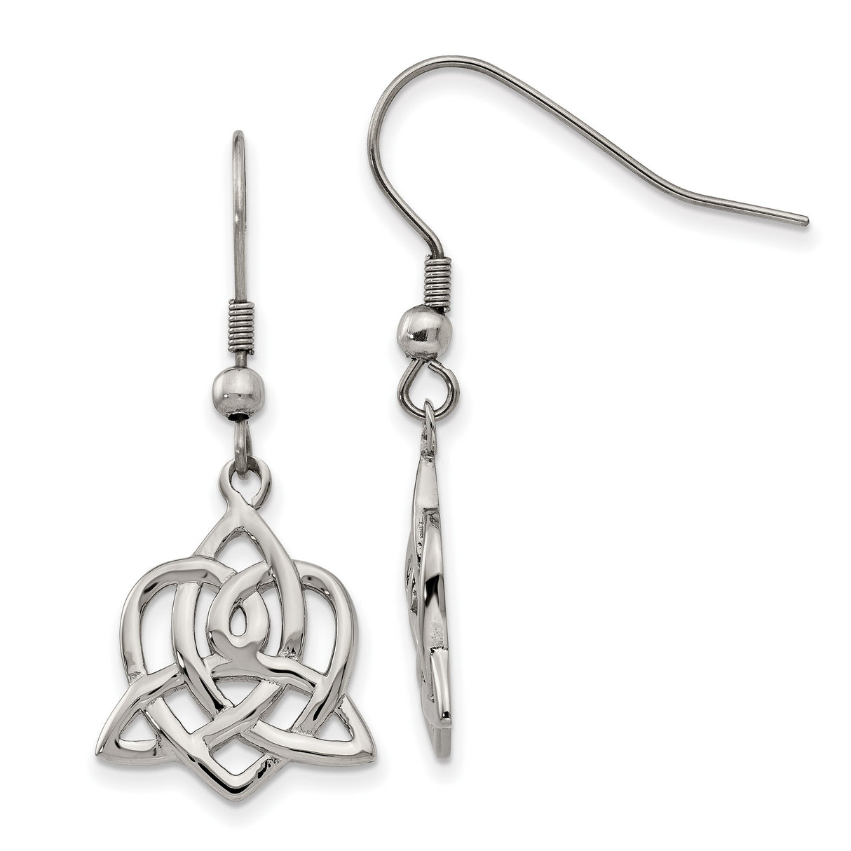 Stainless Steel Dangle Earrings with Celtic Knot Design, Boho Pagan Trinity Symbols for Women