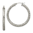 Stainless Steel Hoop Earrings, Woven Textured and Hammered Design, Polished Finish for Women