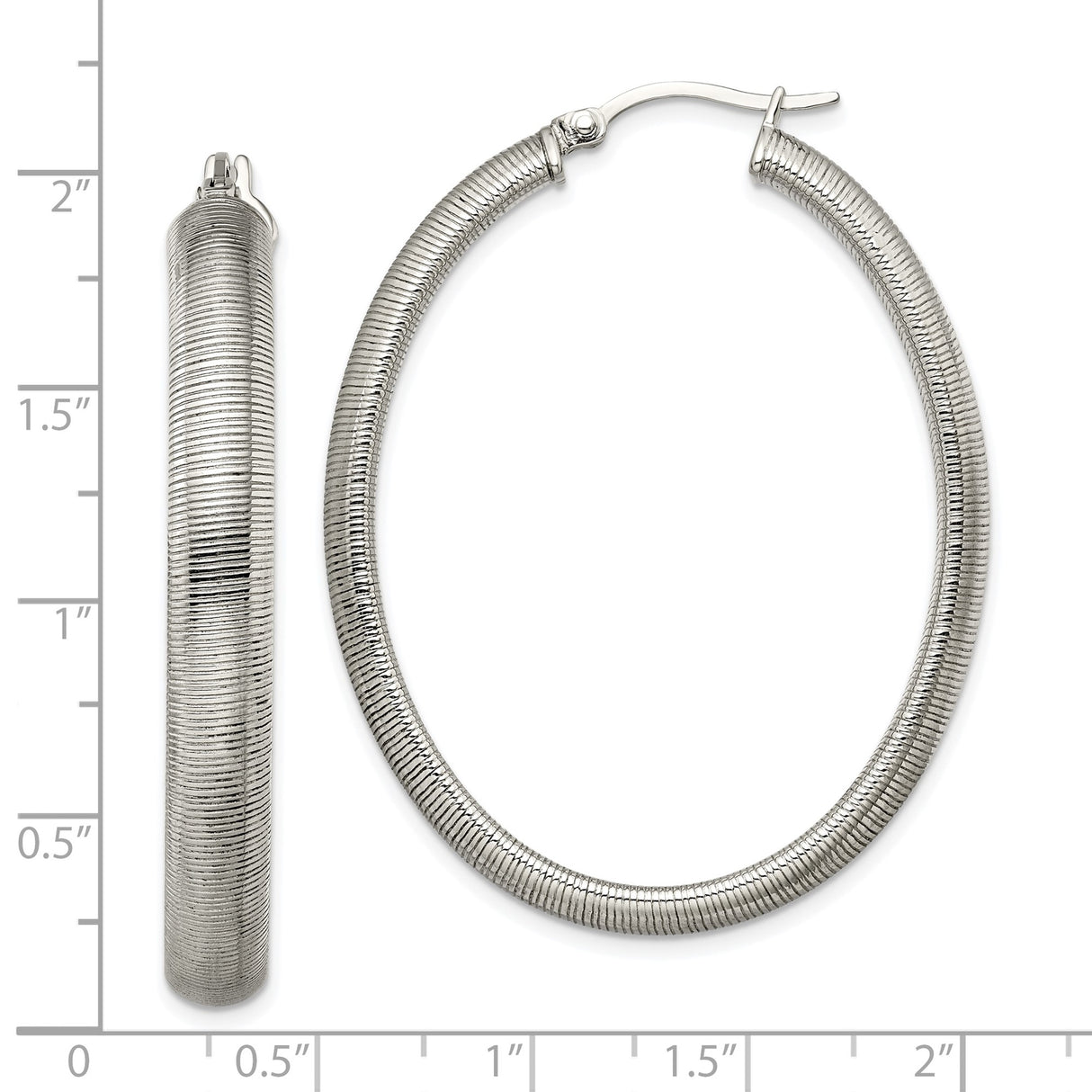 316 Stainless Steel Hoop Earrings, Large Ribbed Texture Round Hoops with Bold Modern Style