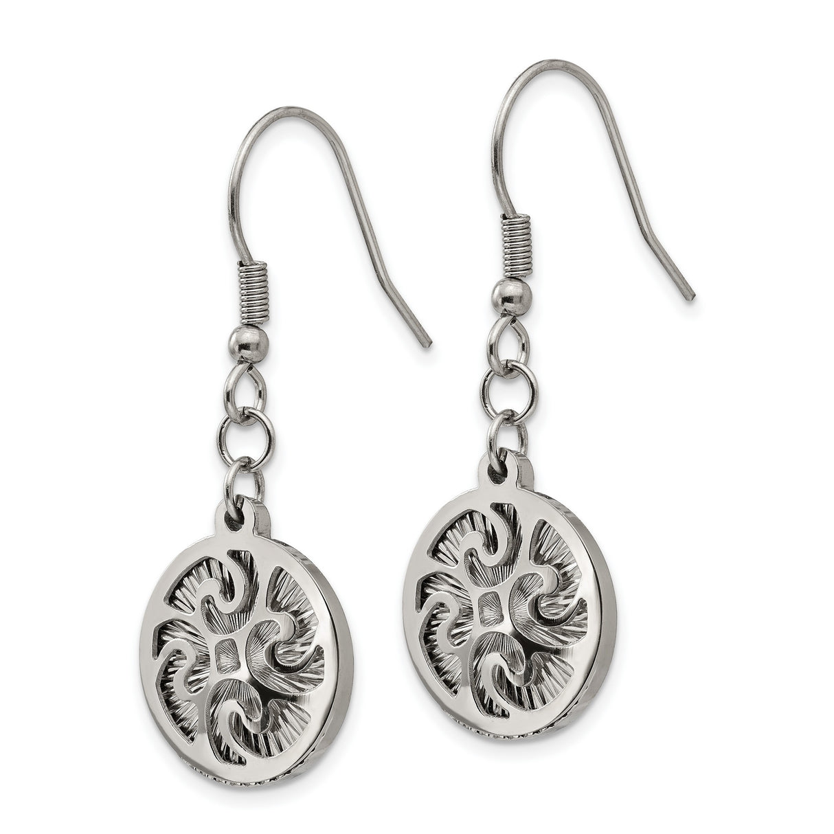 Stainless Steel Dangle Earrings with Celtic Knot Medallion, Boho Pagan Design for Women