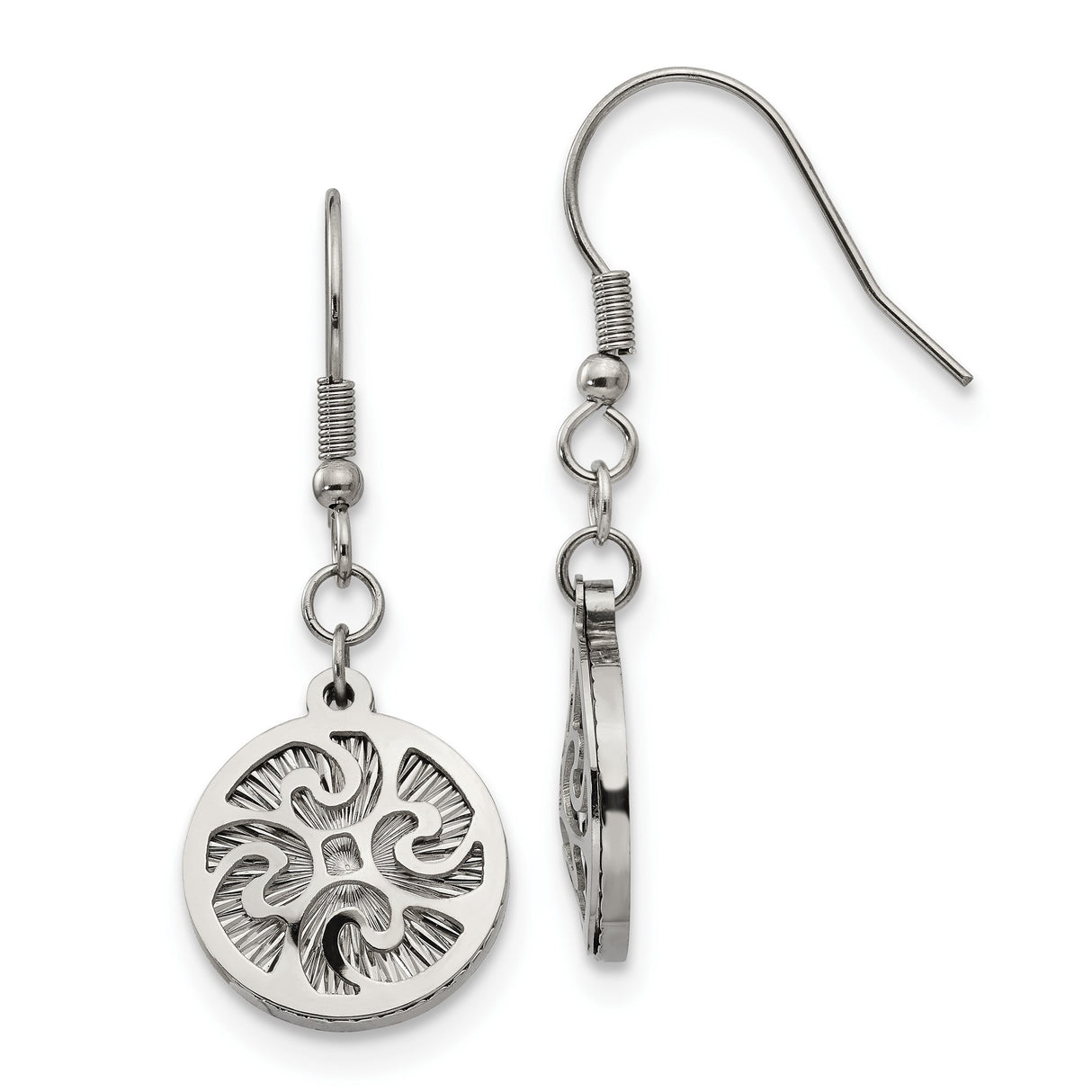 Stainless Steel Dangle Earrings with Celtic Knot Medallion, Boho Pagan Design for Women