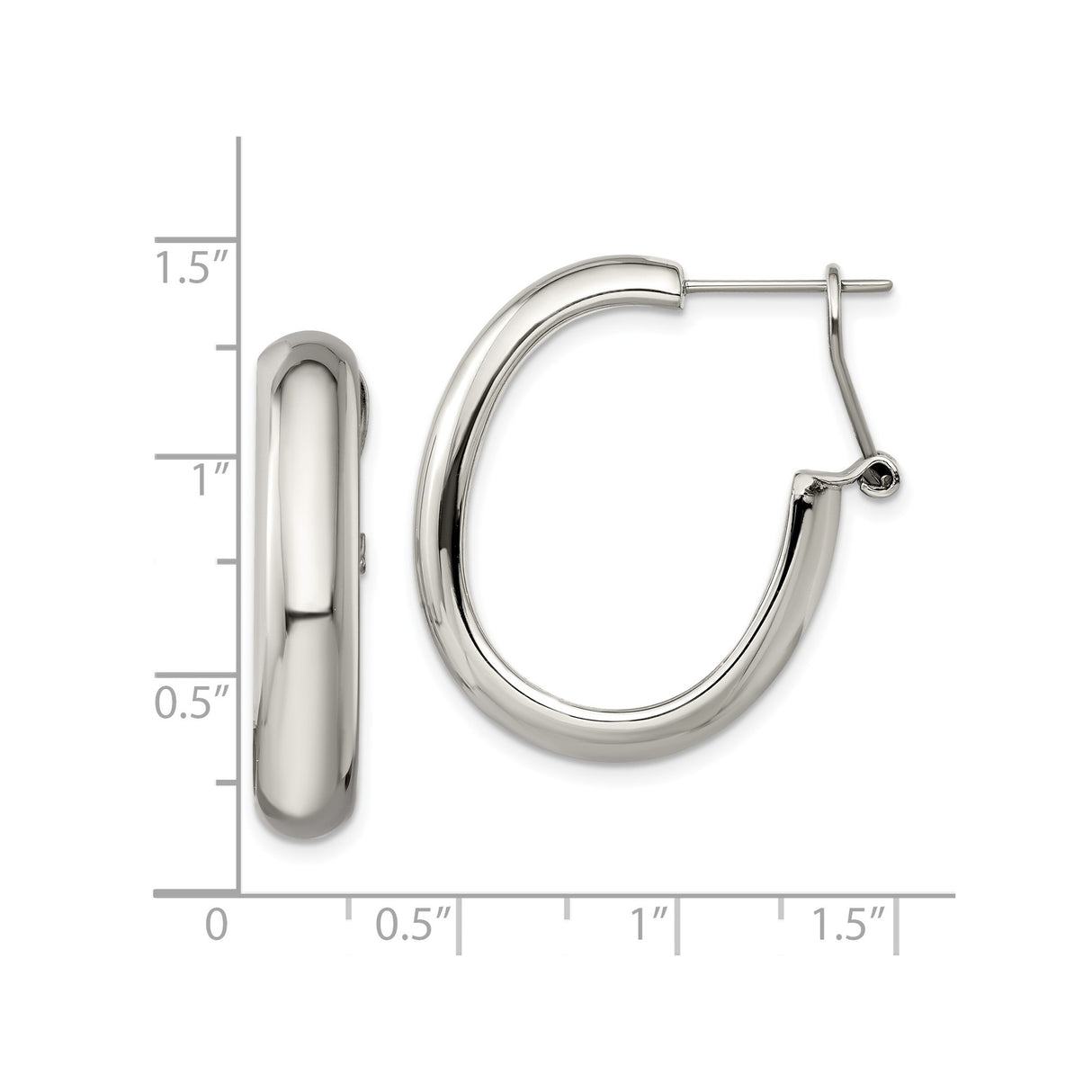 Stainless Steel Hoop Earrings, Polished Oval Design, Minimalist Style for Women