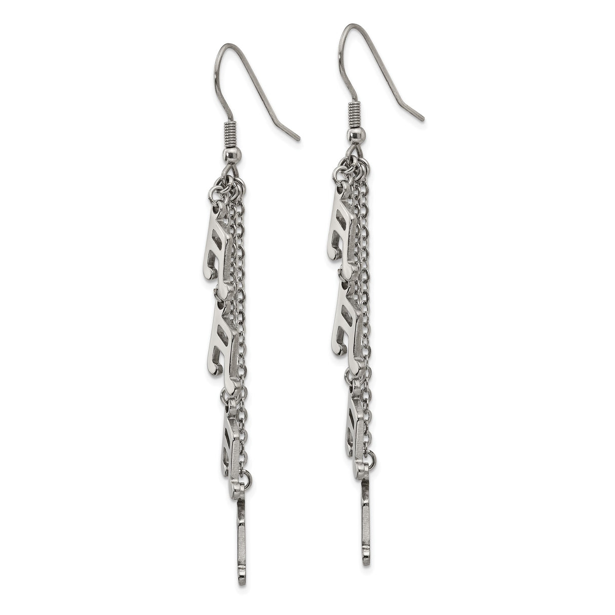 Stainless Steel Dangle Earrings with Cascading Musical Note Charms, Modern Artistic Jewelry