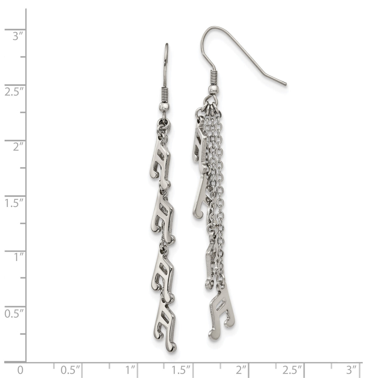 Stainless Steel Dangle Earrings with Cascading Musical Note Charms, Modern Artistic Jewelry