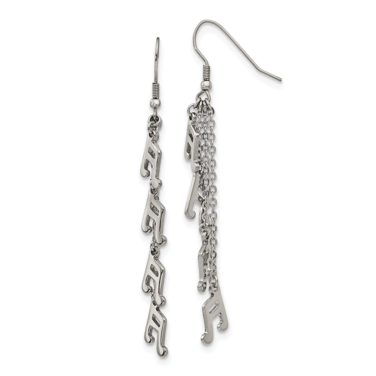 Stainless Steel Dangle Earrings with Cascading Musical Note Charms, Modern Artistic Jewelry