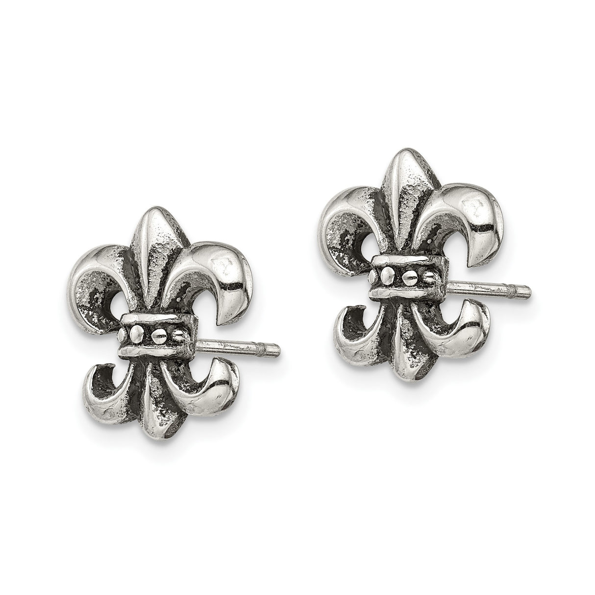 Stainless Steel Stud Earrings, Fleur de Lis Symbol, Unisex French Heritage Design