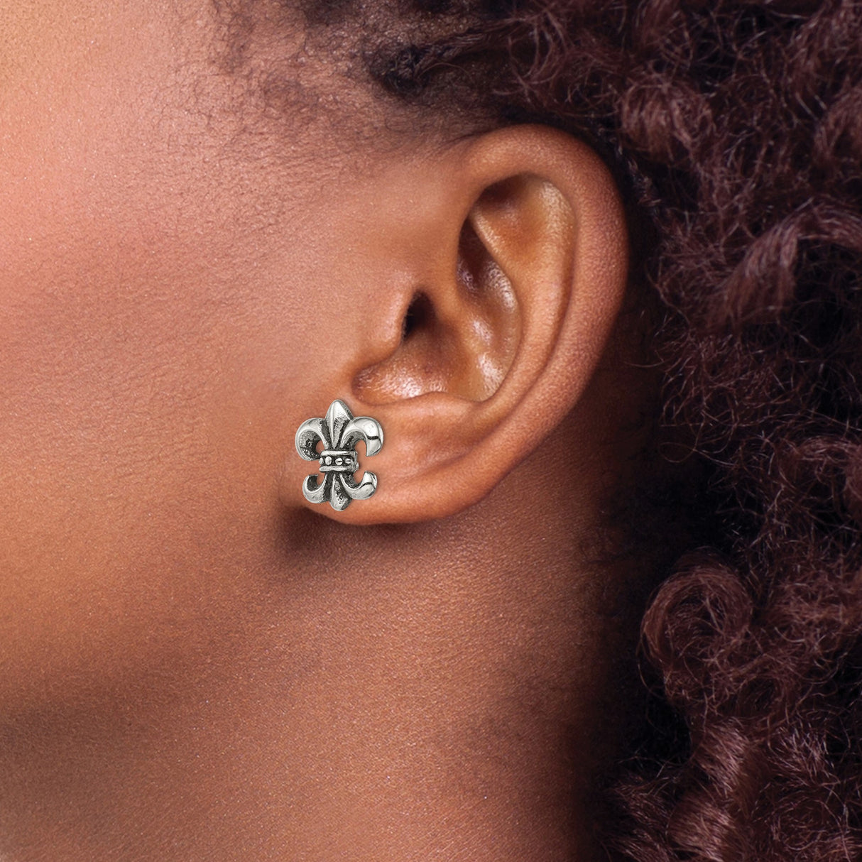 Stainless Steel Stud Earrings, Fleur de Lis Symbol, Unisex French Heritage Design