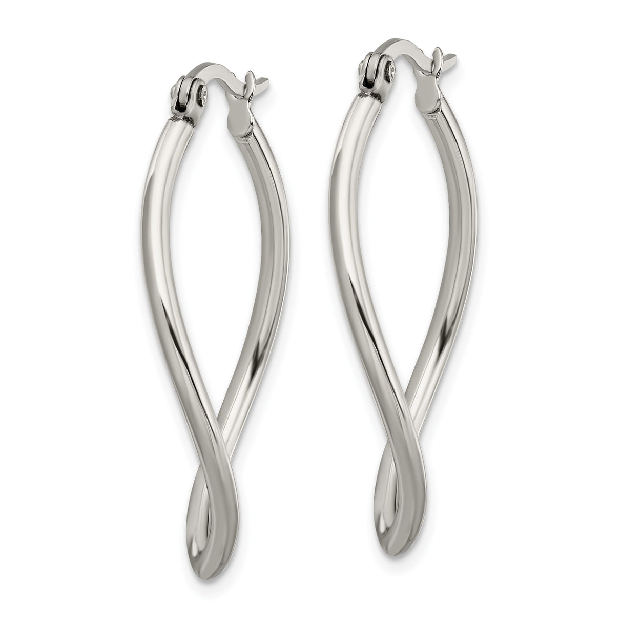 Stainless Steel Twist Hoop Earrings, Marquise Teardrop Infinity Design, Hypoallergenic Finish