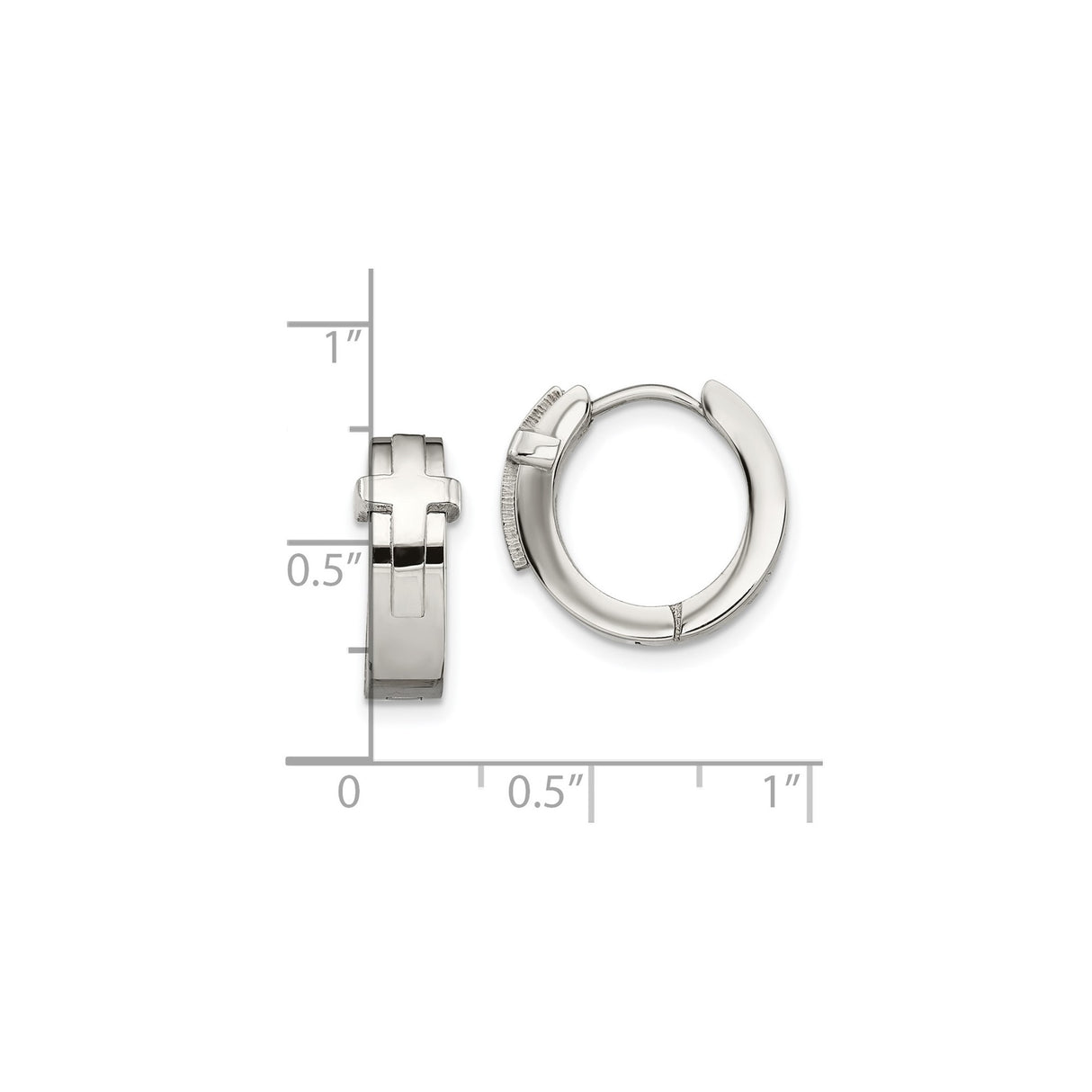 Stainless Steel Cross Hoop Earrings with Curved Geometric Design and Smooth Polished Finish
