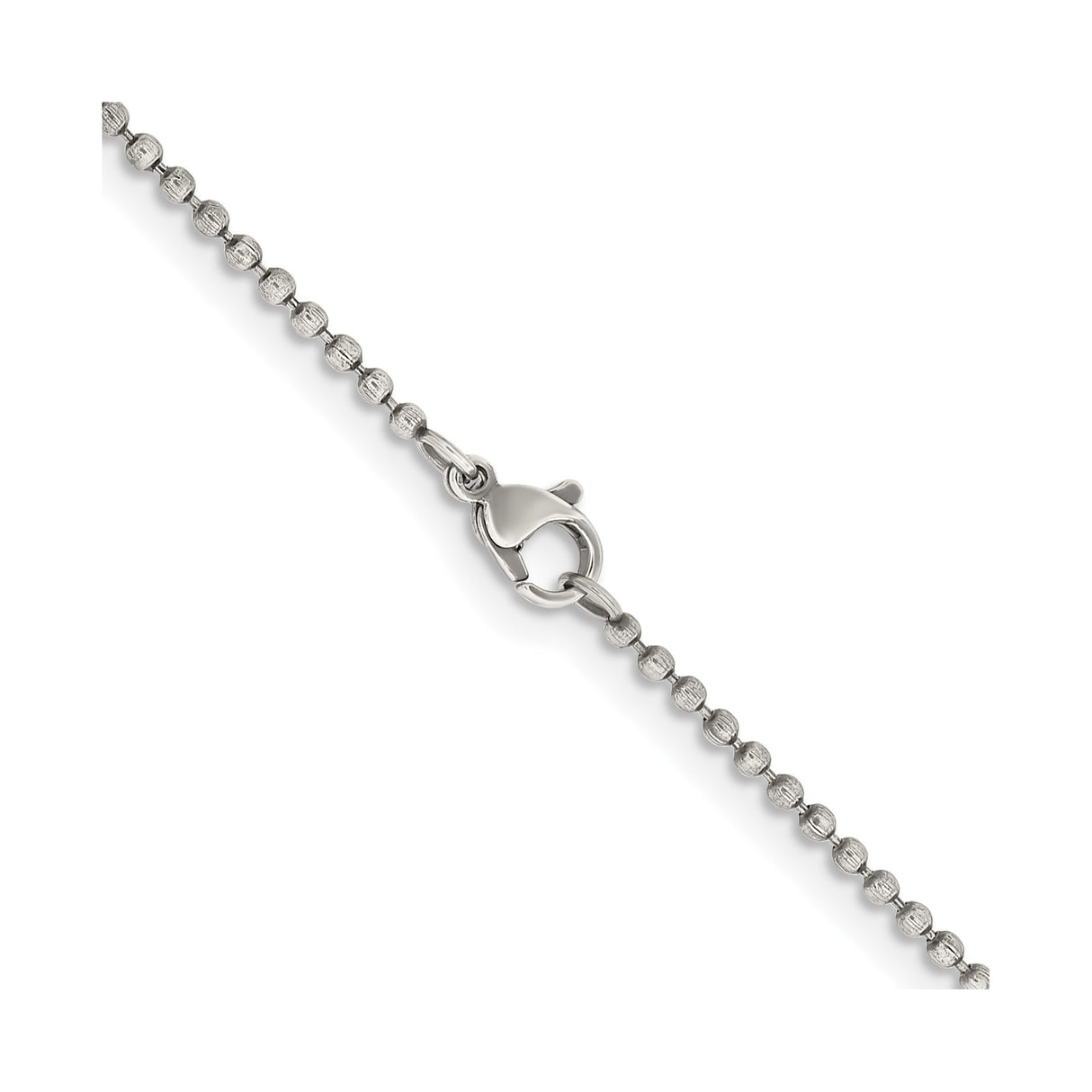Stainless Steel 2 mm Ball (beaded) Chain Necklace alternate angle