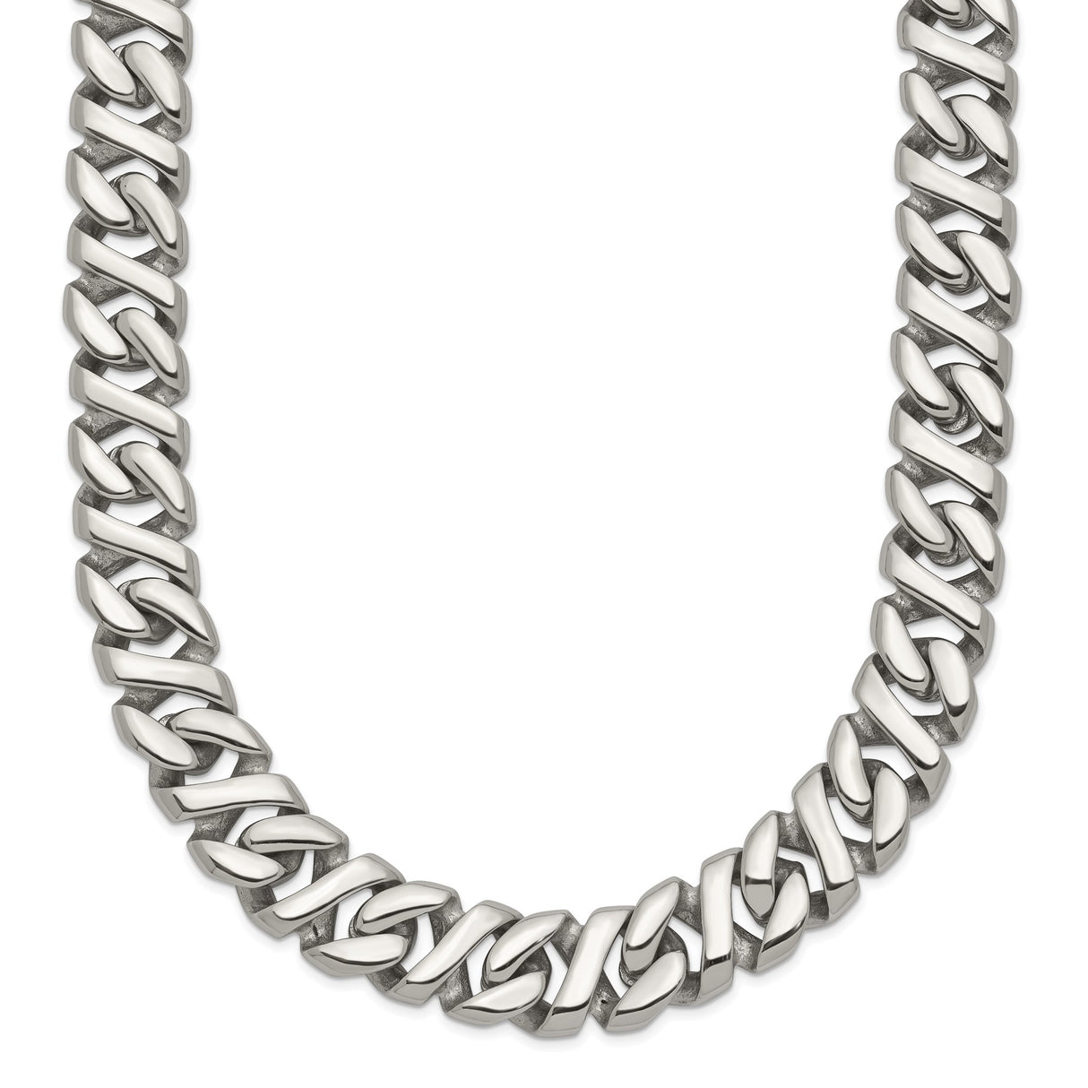 Stainless Steel 9 mm Curb Chain Necklace, Polished shown for scale
