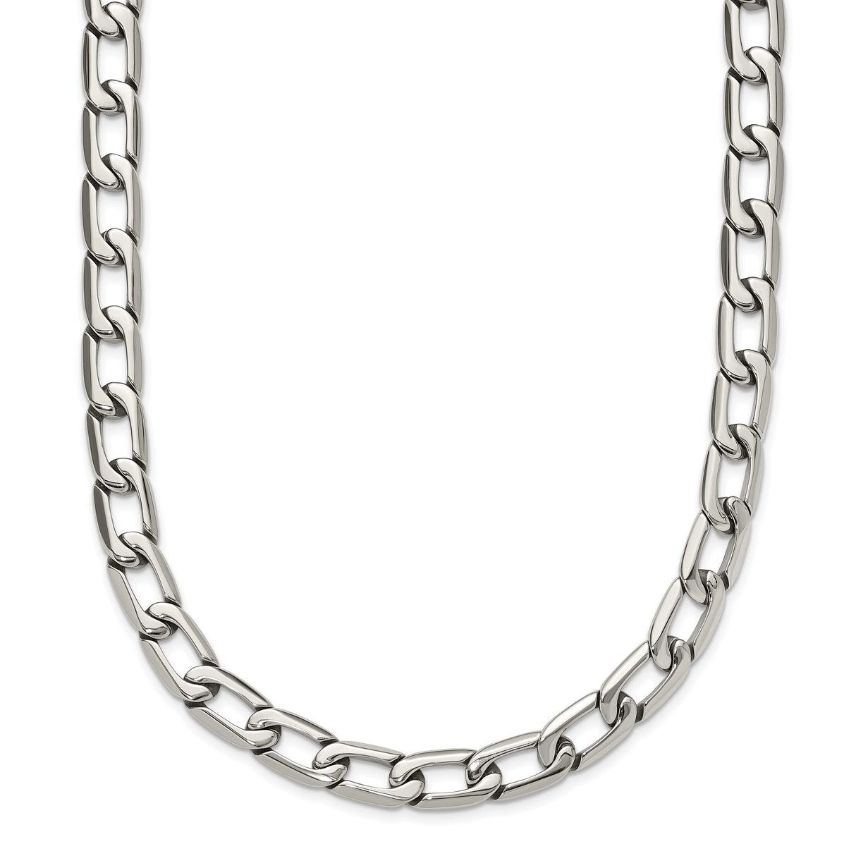 Stainless Steel 11 mm Curb Chain Necklace, Polished shown for scale