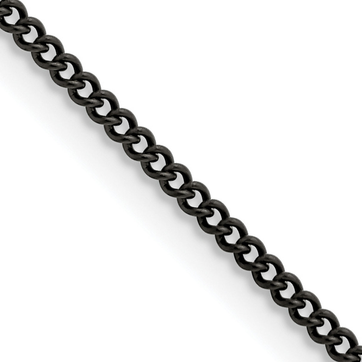 Stainless Steel 2.25 mm Curb Chain Necklace, Polished detail view