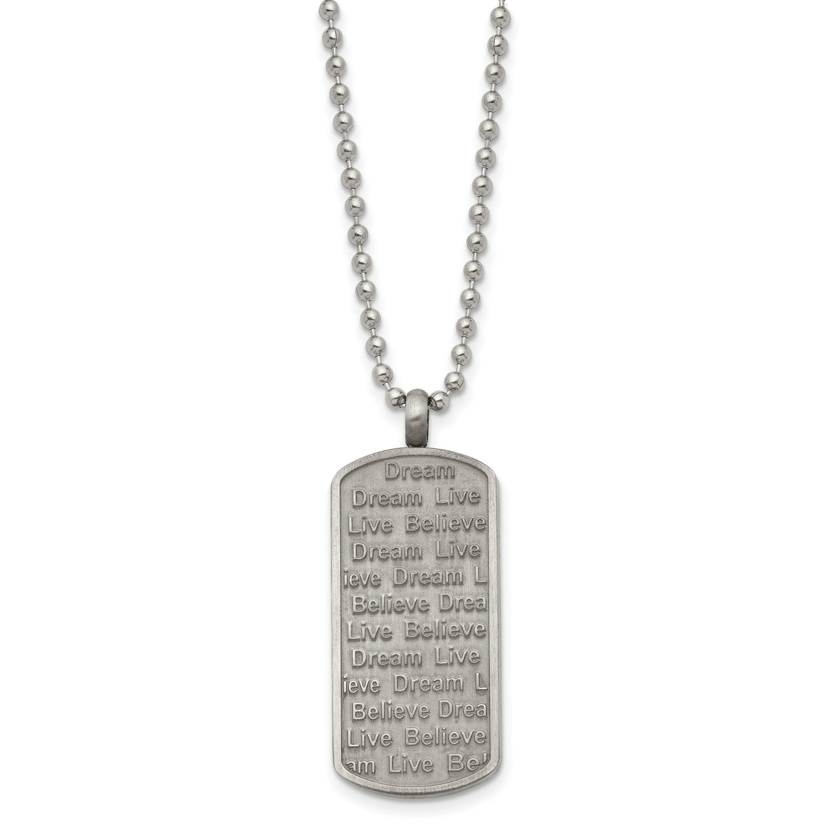 Live Dream Believe Words On Dog Tag Necklace Charm Pendant in Real 316 Stainless Steel