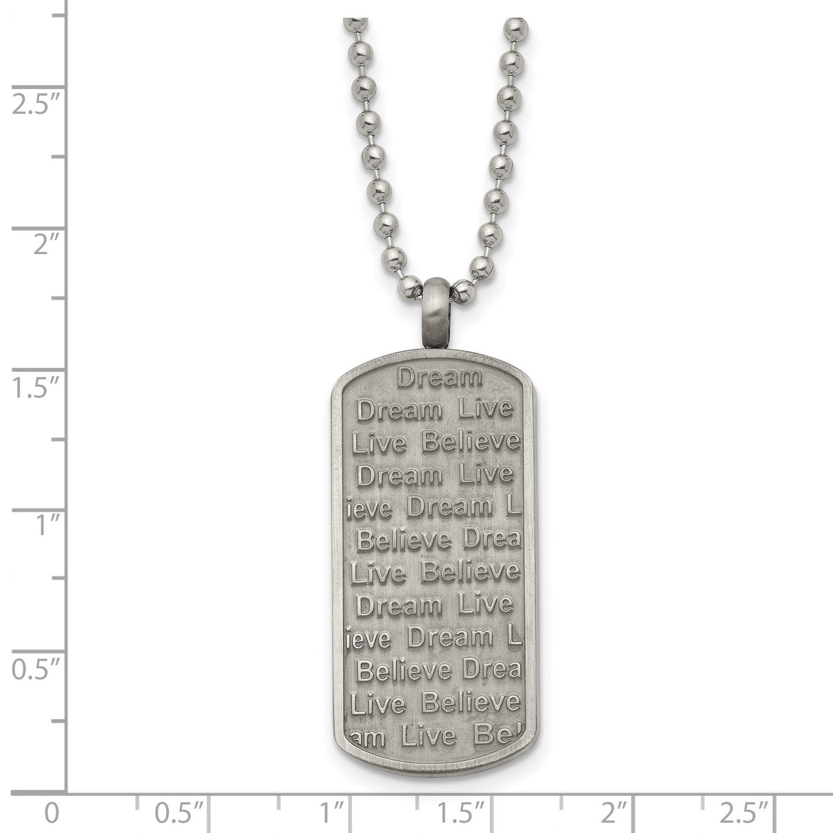 Live Dream Believe Words On Dog Tag Necklace Charm Pendant in Real 316 Stainless Steel