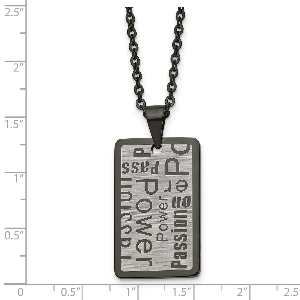 Polished and Brushed Black IP plated Necklace Charm Pendant in Real 316 Stainless Steel