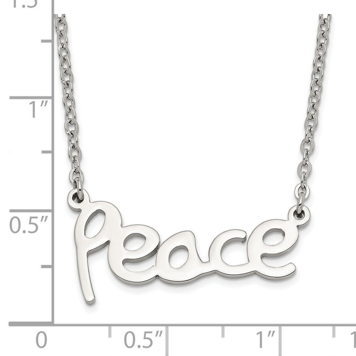 Polished PEACE Necklace Charm Pendant in Real 316 Stainless Steel
