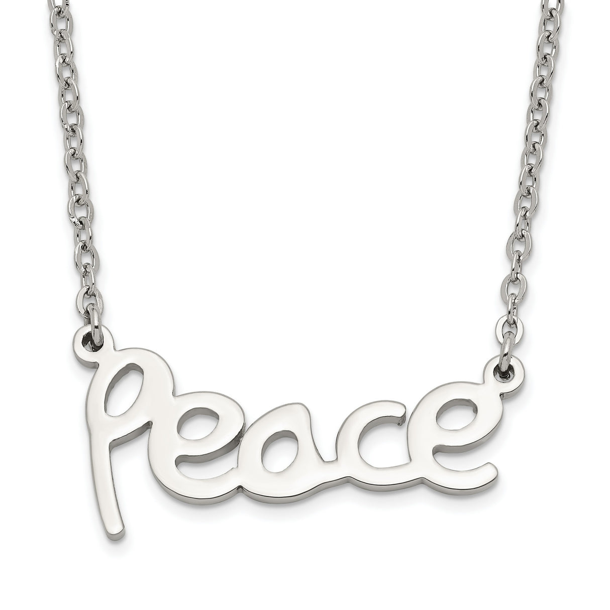 Polished PEACE Necklace Charm Pendant in Real 316 Stainless Steel