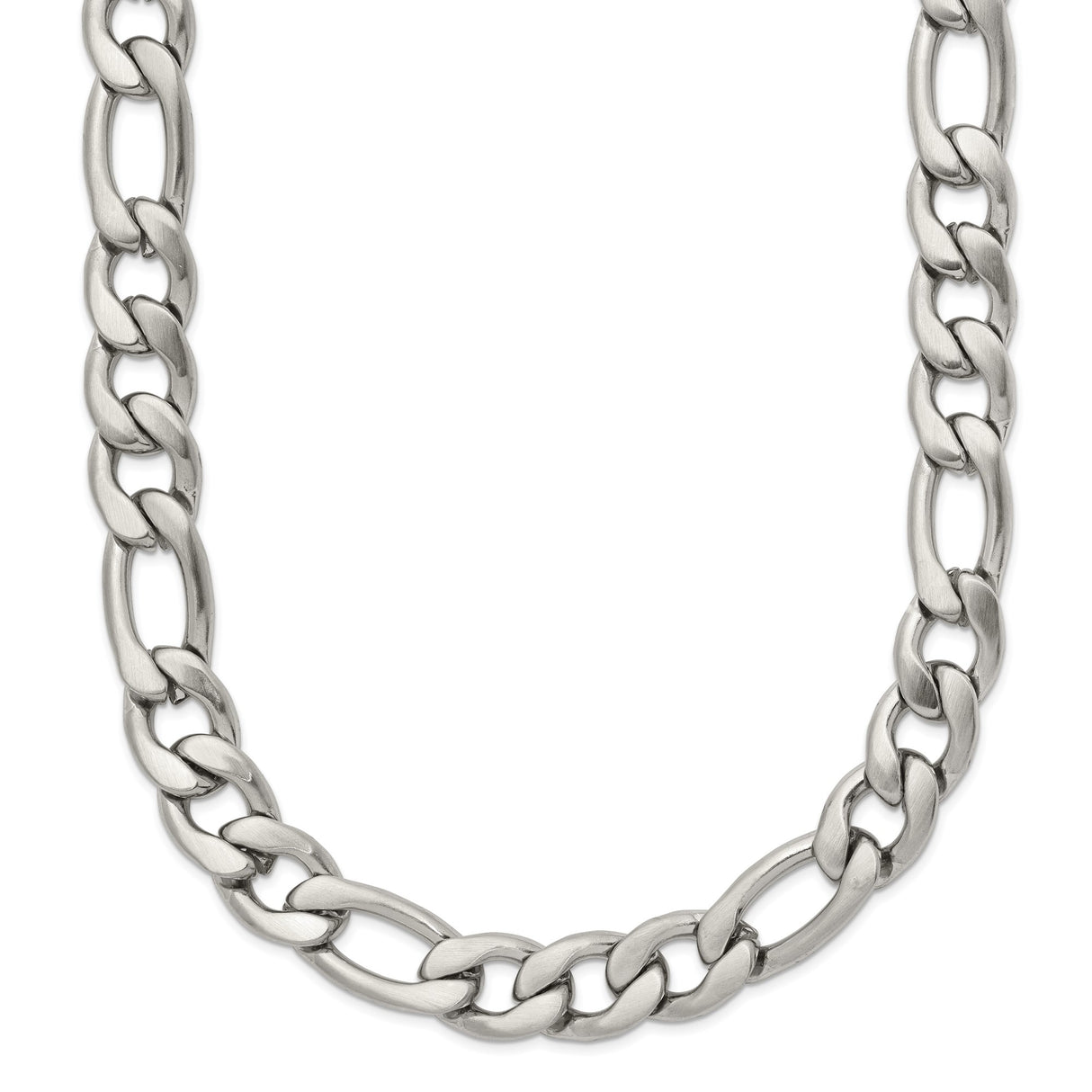 Stainless Steel 7.50 mm Figaro Chain Necklace, Brushed shown for scale