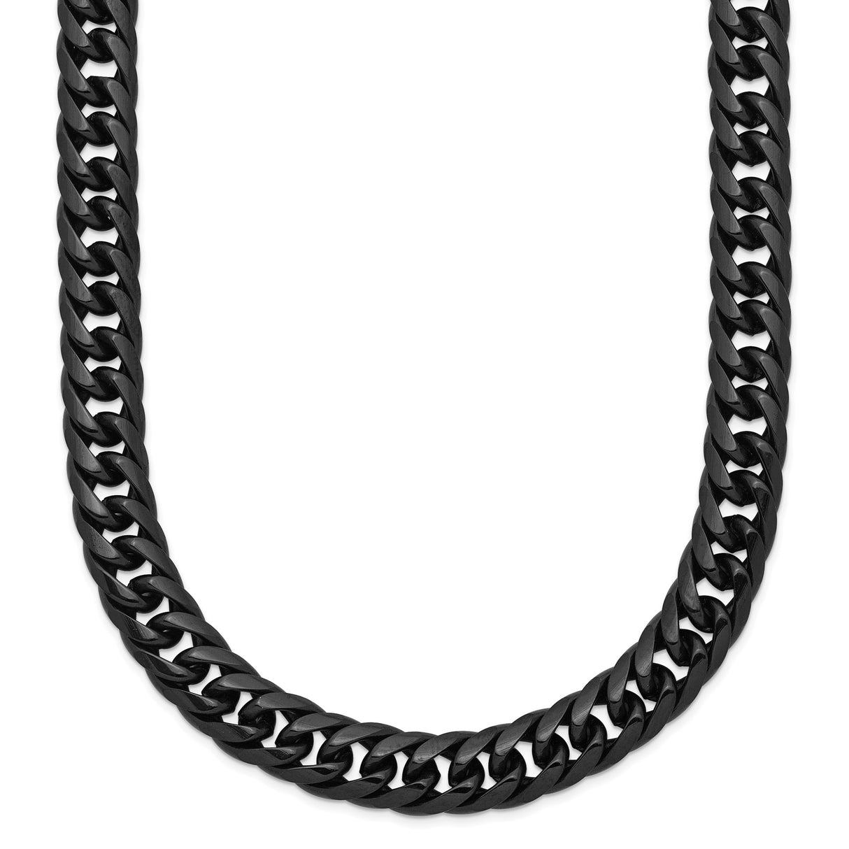 Stainless Steel 7 mm Curb Chain Necklace, Polished detail view