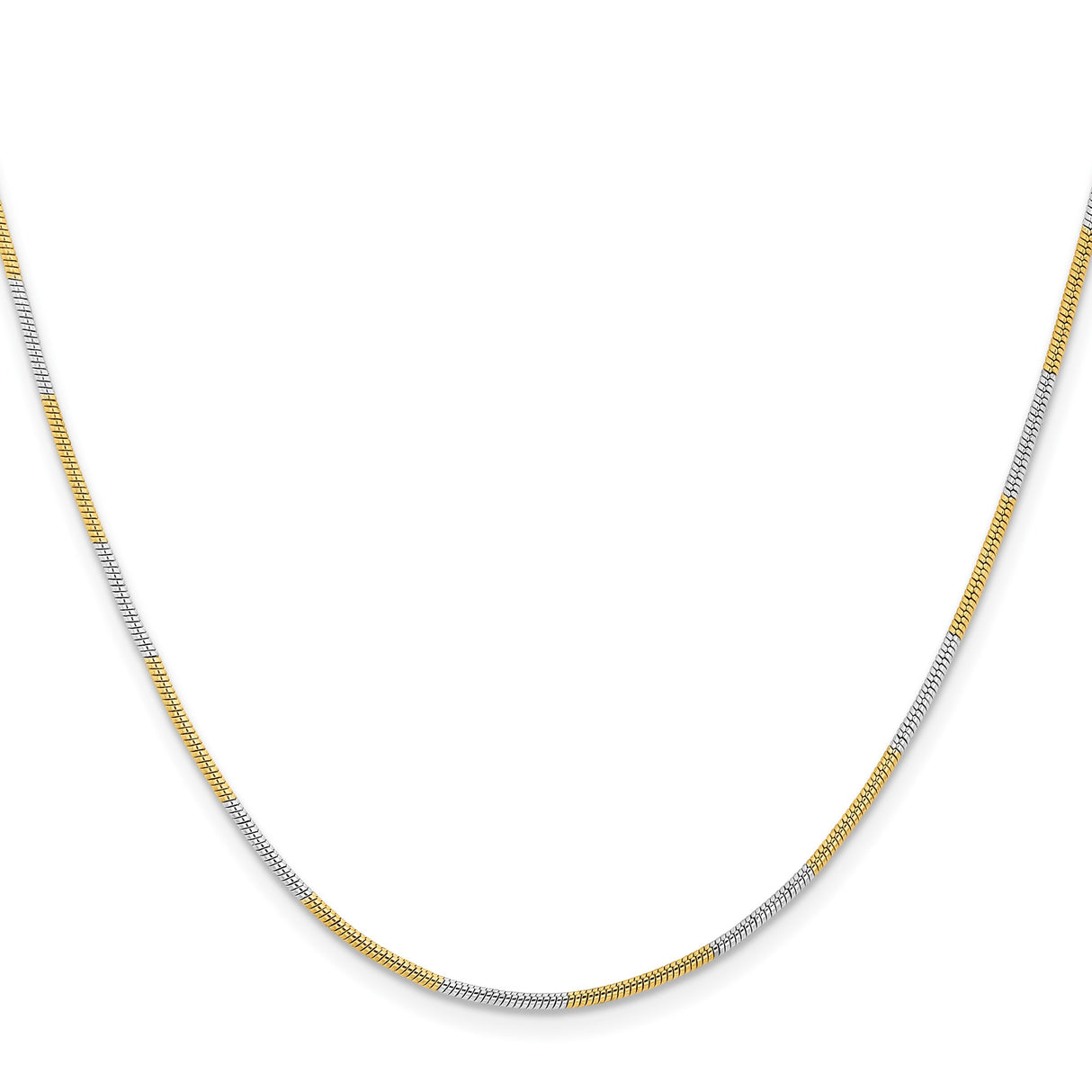 Two-tone Gold 1 mm Polished Chain Necklace, Solid