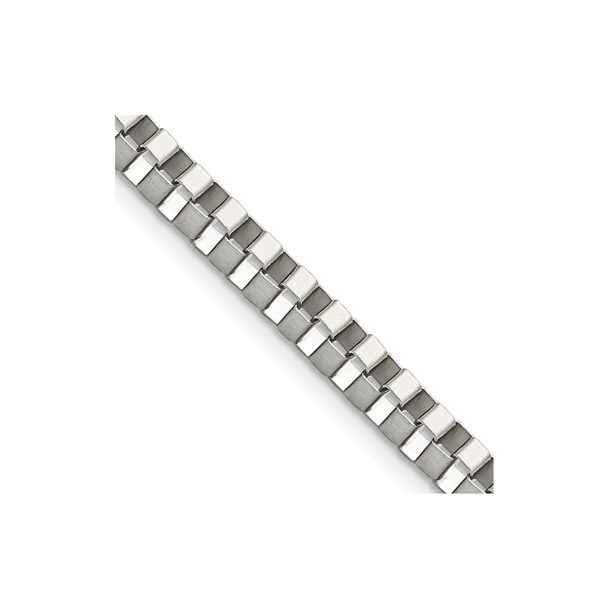 Stainless Steel 4 mm Box Chain Necklace, Polished detail view