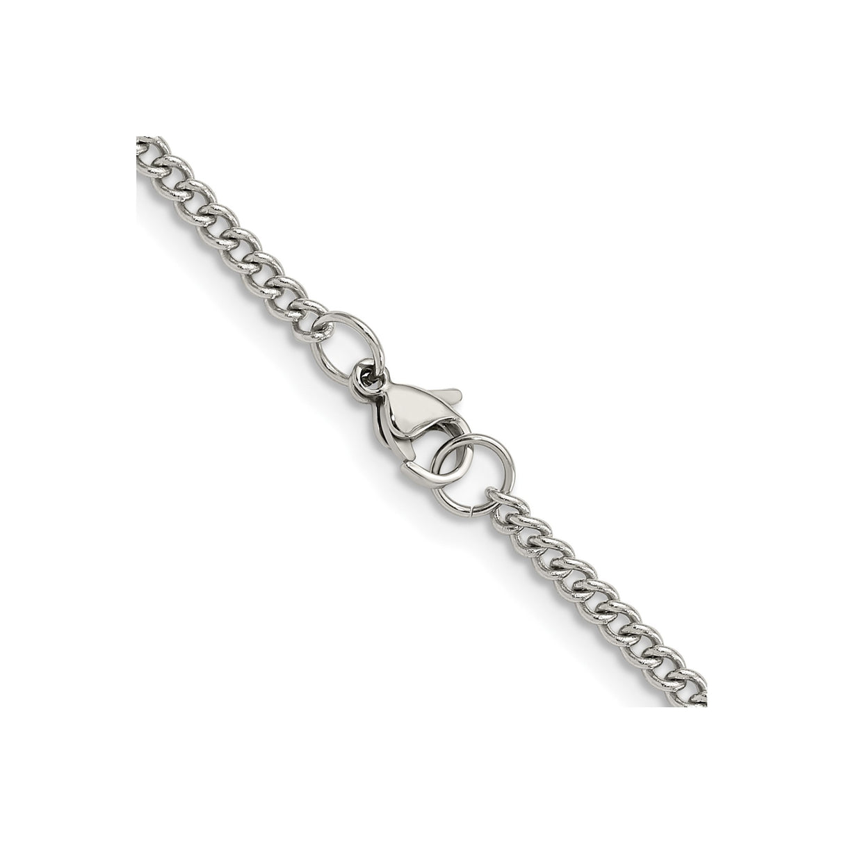 Stainless Steel 3 mm Curb Chain Necklace, Polished alternate angle