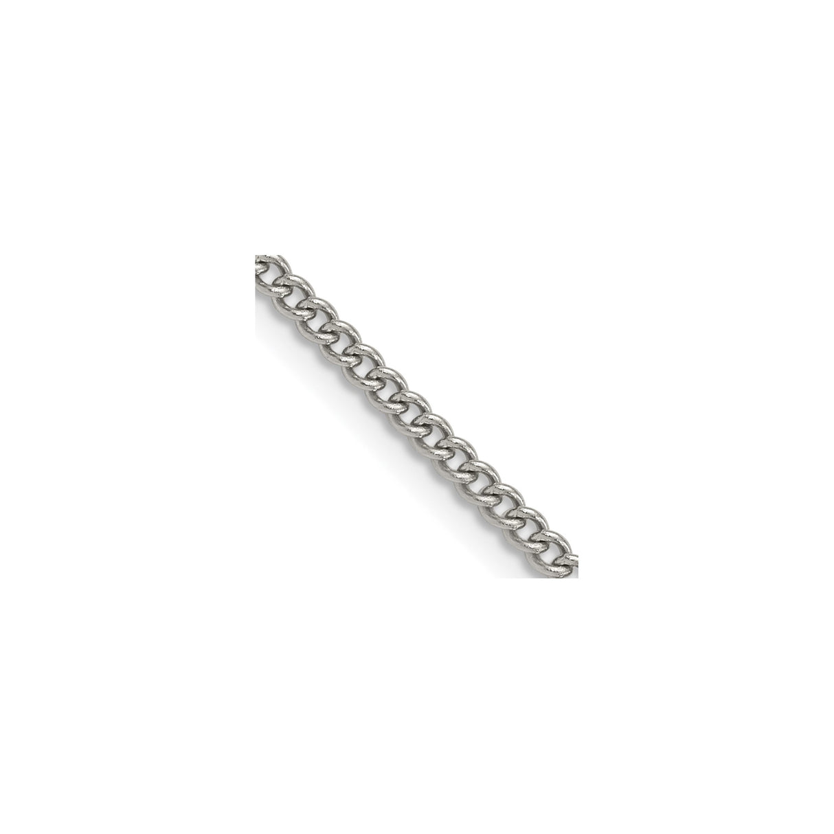 Stainless Steel 3 mm Curb Chain Necklace, Polished detail view