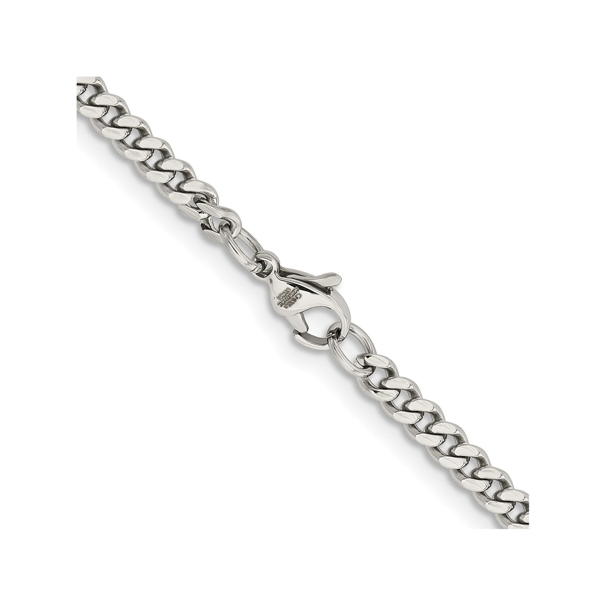 Stainless Steel 4 mm Curb Chain Necklace, Polished alternate angle
