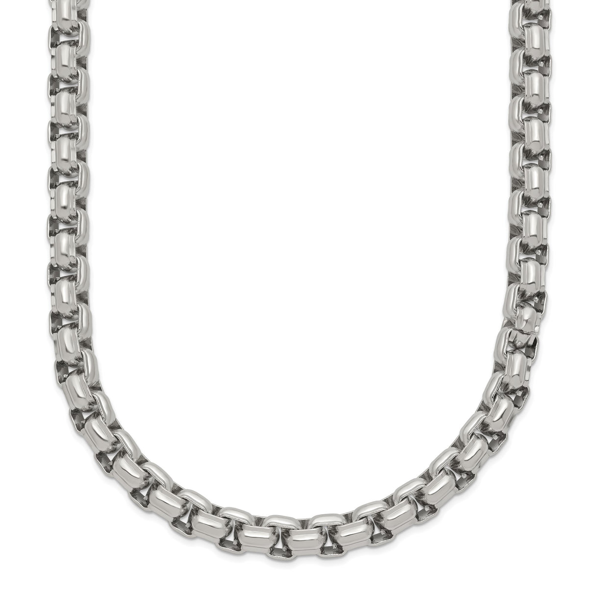 Stainless Steel 5 mm Box Chain Necklace, Polished shown for scale