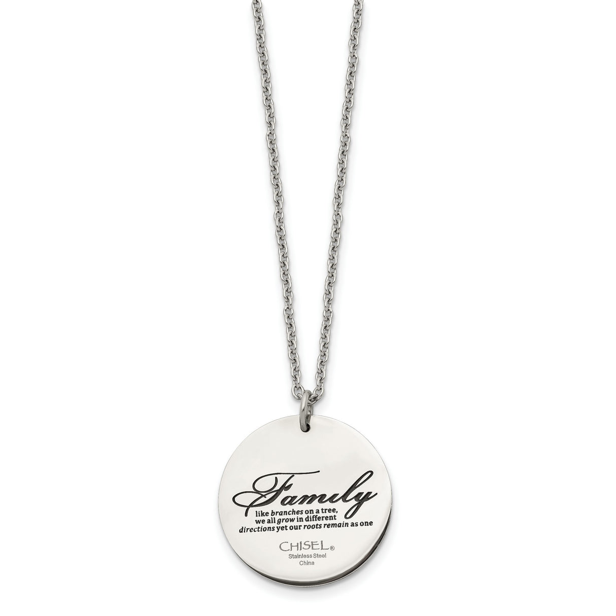 Black Tree Of Life On Quarter Size With Necklace Charm Pendant in Real 316 Stainless Steel