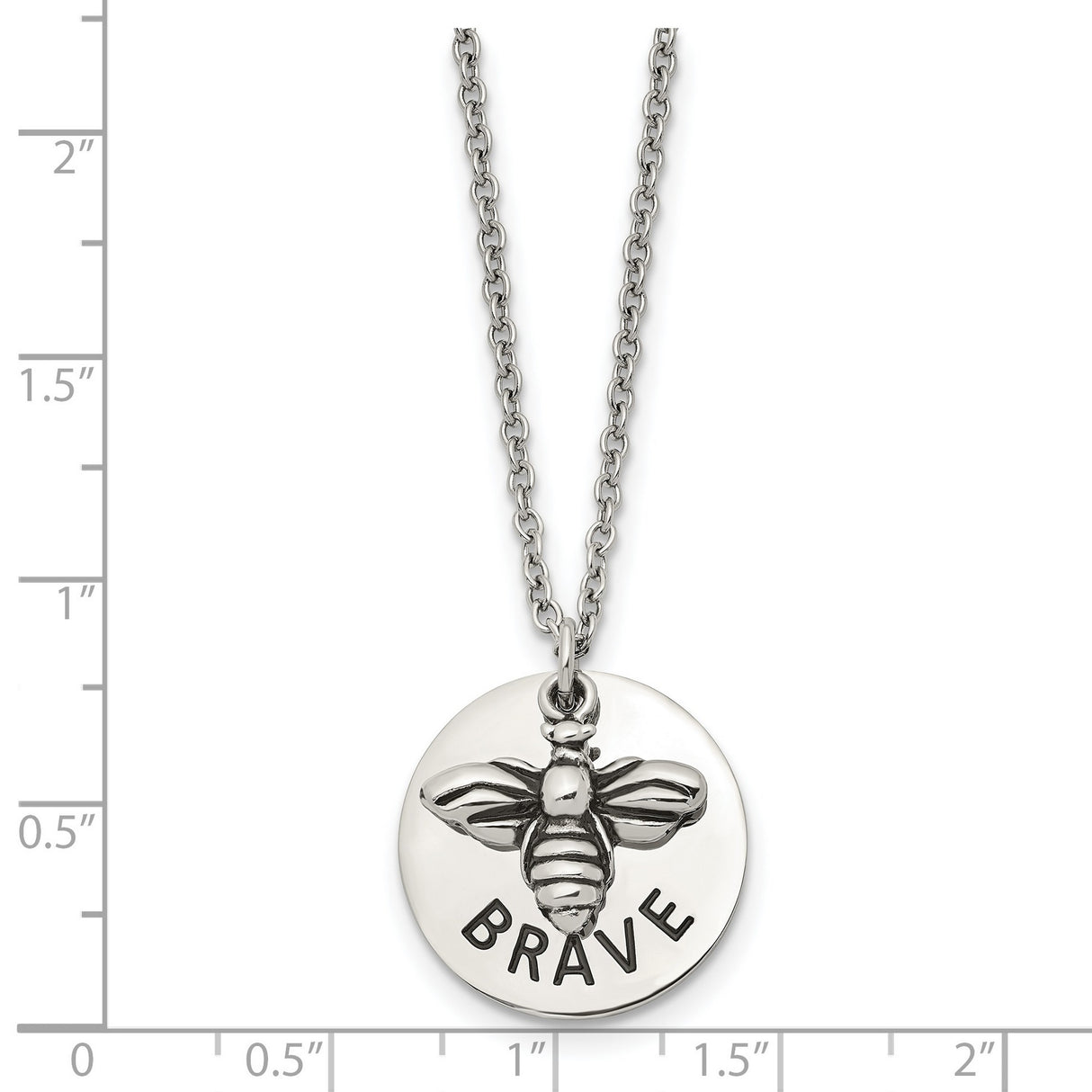 Bumble Bee Brave Word and Necklace 22 Inch Charm Pendant in Real 316 Stainless Steel