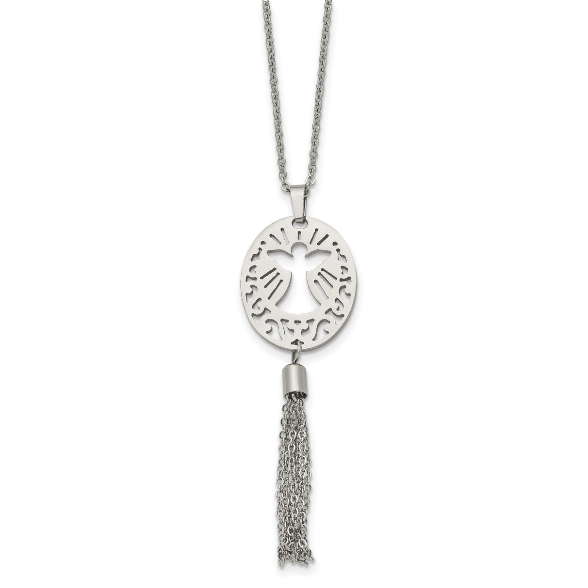 Polished Angel Dangle 20 Inch Necklace Charm Pendant in Real 316 Stainless Steel