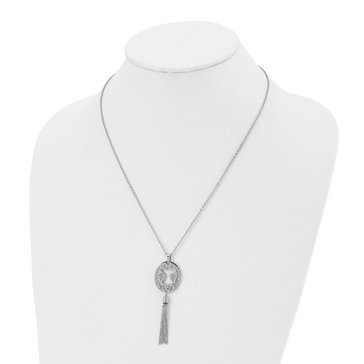 Polished Angel Dangle 20 Inch Necklace Charm Pendant in Real 316 Stainless Steel