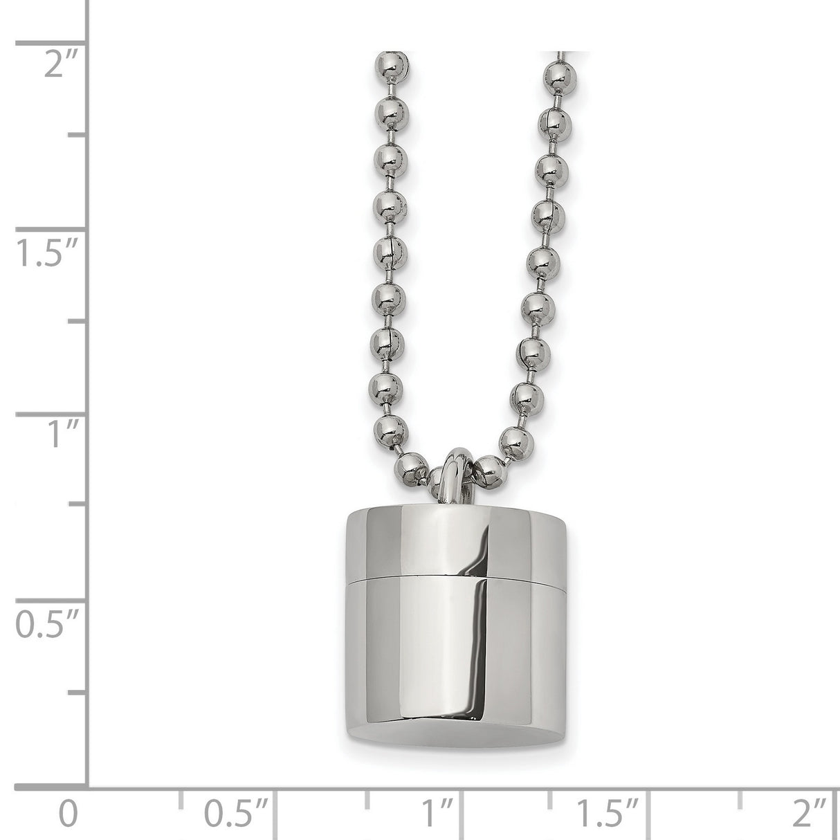 Polished Capsule that Opens on a 22 inch Ball Chain Necklace Charm Pendant in Real 316 Stainless Steel