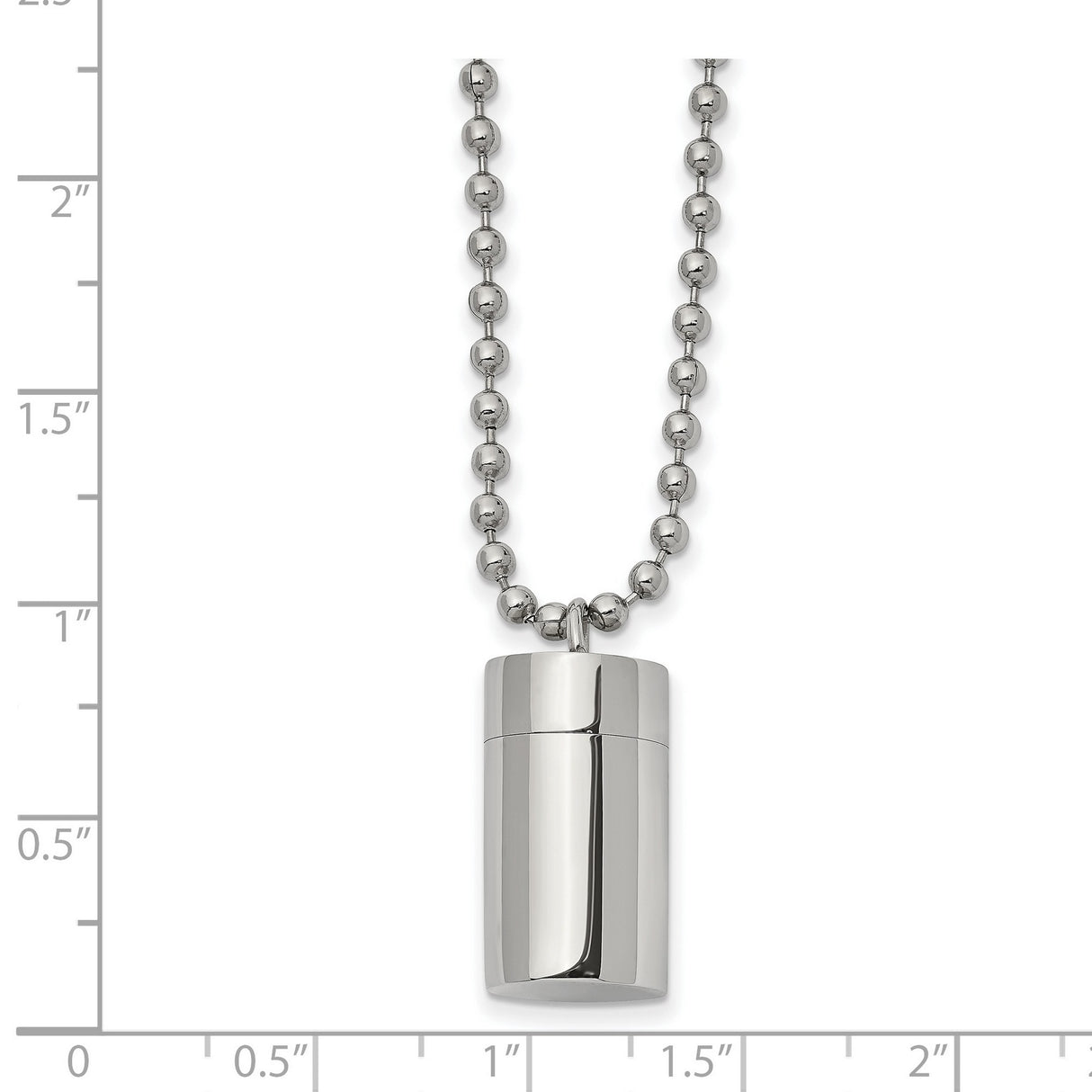 Polished Capsule that Opens on a 22 inch Ball Chain Necklace Charm Pendant in Real 316 Stainless Steel