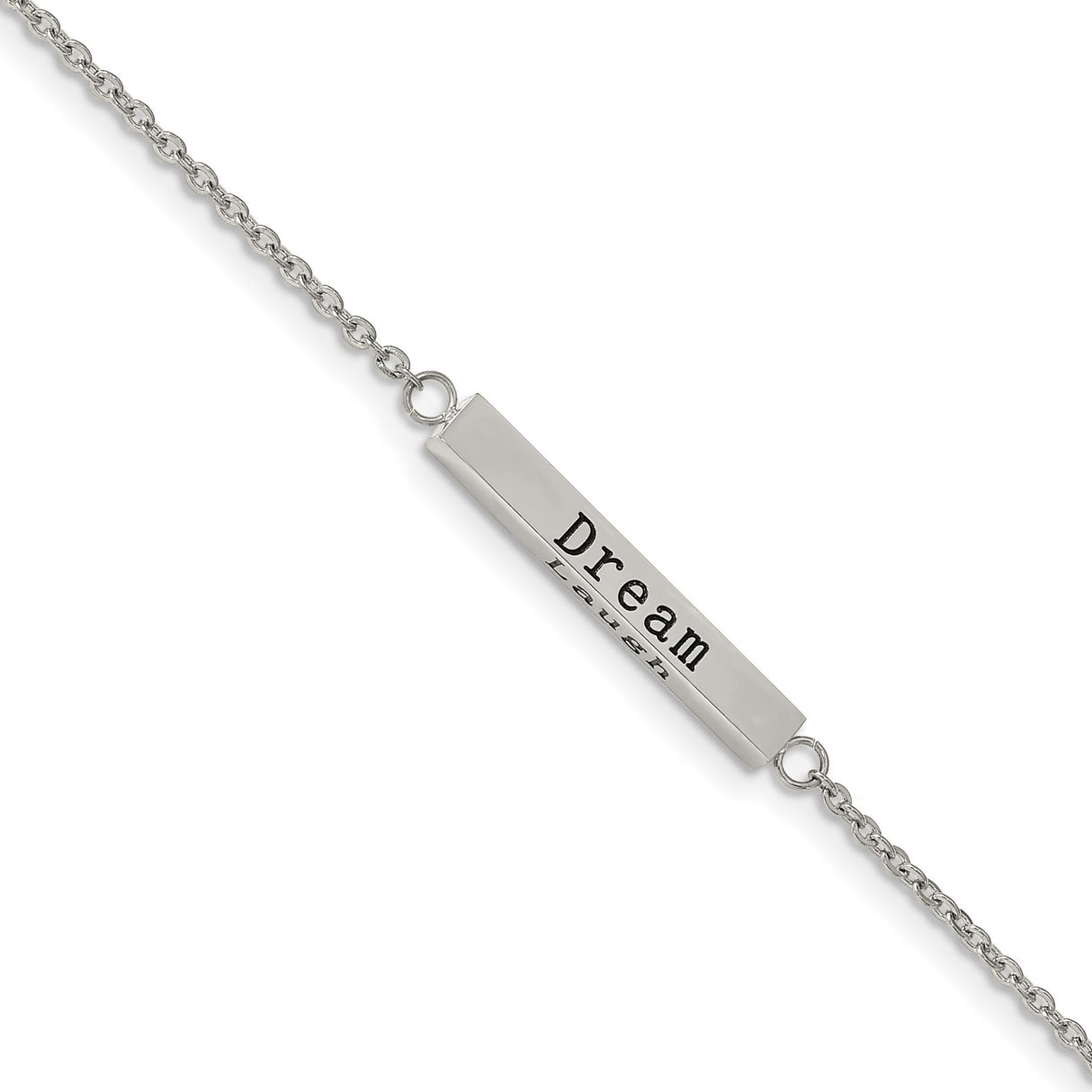Polished and Enameled with CZ ENJOY THE LITTLE THINGS Bar on a 16 inch Cable Chain with a 2 inch Extension Necklace Charm Pendant in Real 316 Stainless Steel