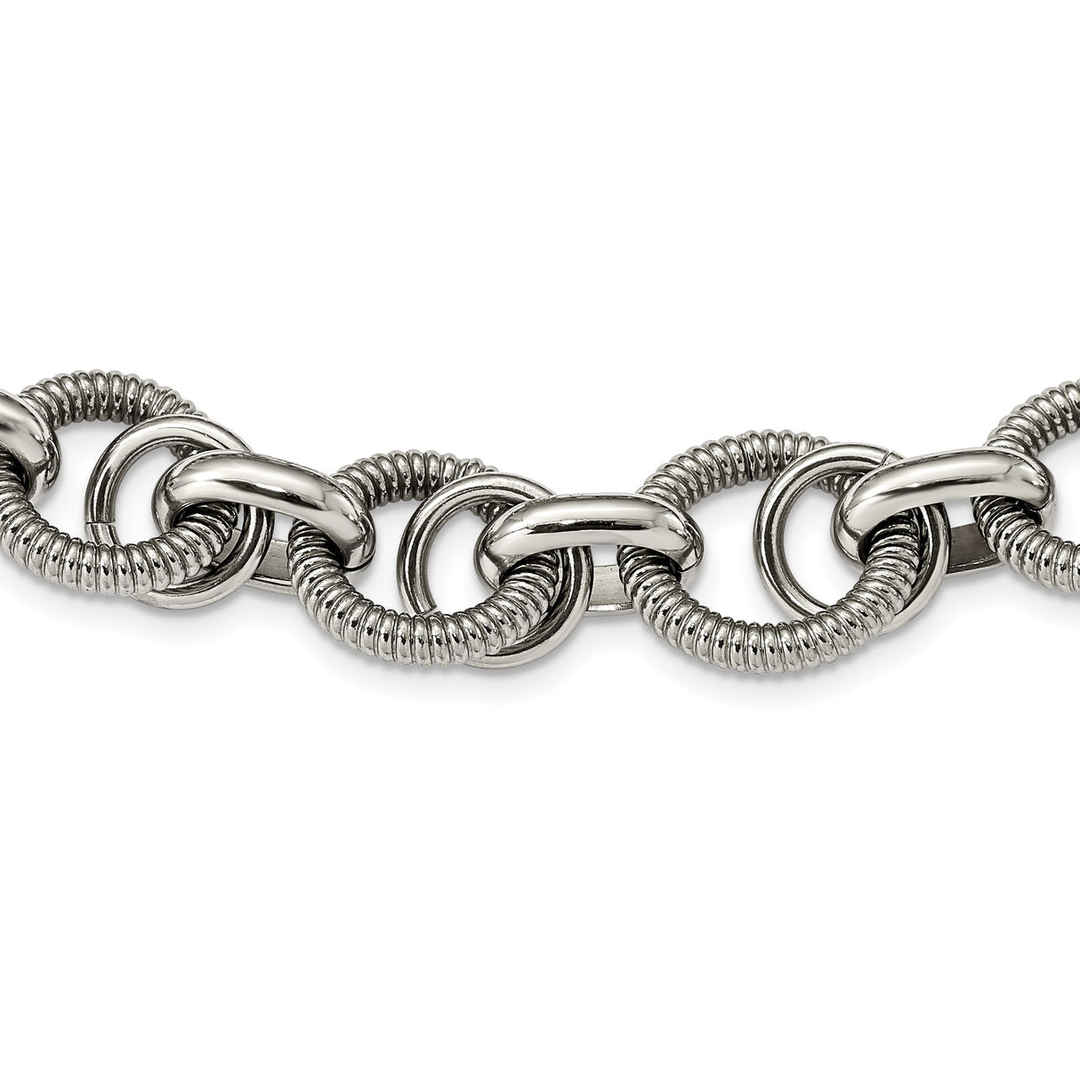 Stainless Steel 21 mm Polished Chain Necklace detail view