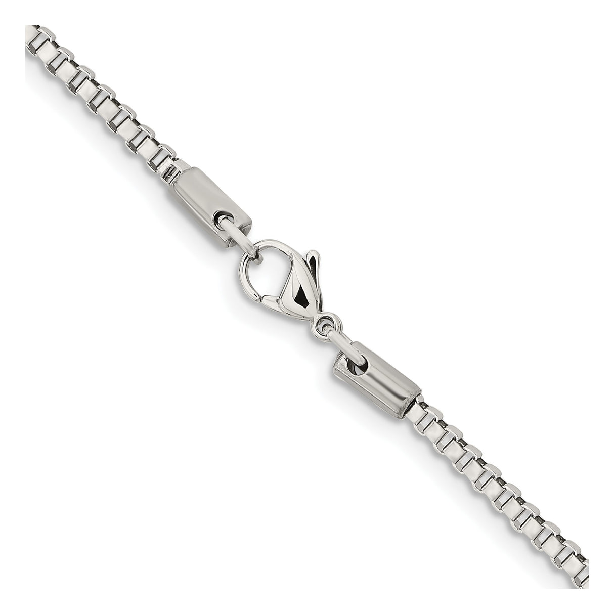 Stainless Steel 2.4 mm Box Chain Necklace, Polished alternate angle