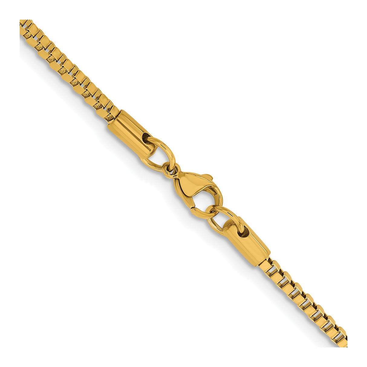 Stainless Steel 2.4 mm Box Chain Necklace, Polished alternate angle