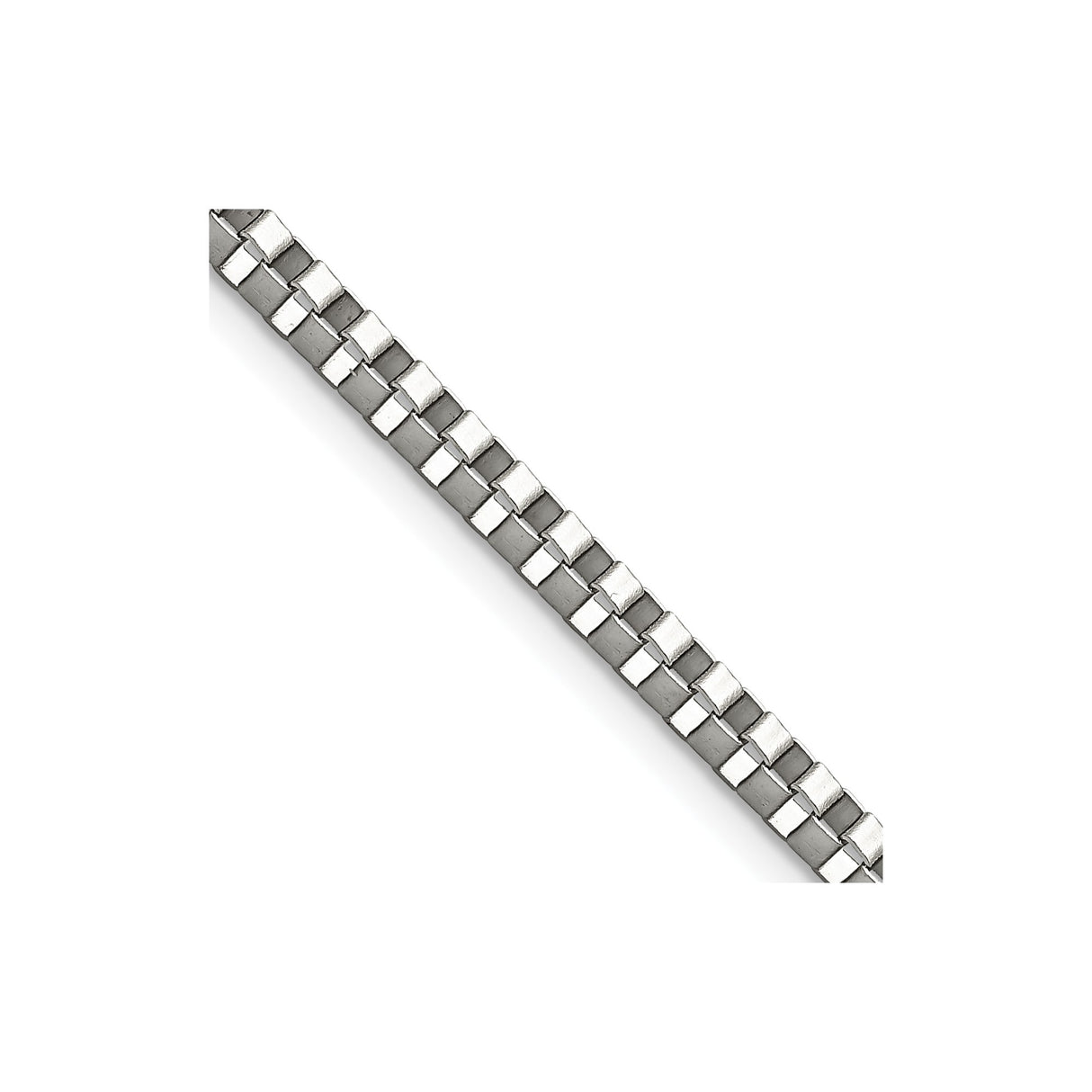 Stainless Steel 3.2 mm Box Chain Necklace, Polished detail view