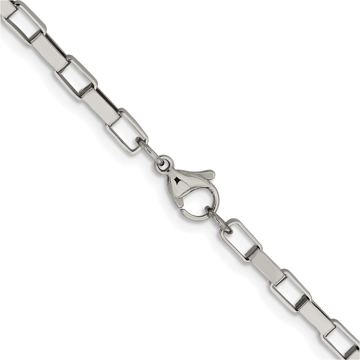 Stainless Steel 4.8 mm Box Chain Necklace, Polished alternate angle